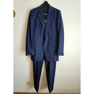 Handsome Custom Gorsart Co Wool Pinstripe Suit Coat & Pants, Navy
